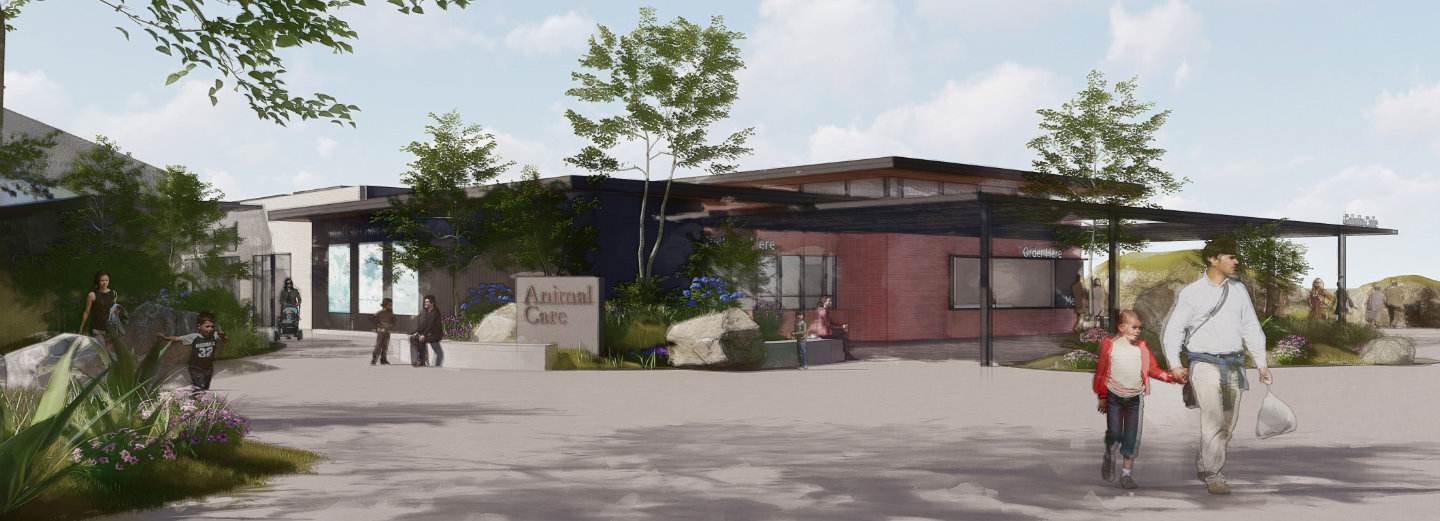 Rendering of the entry to the Animal Care complex